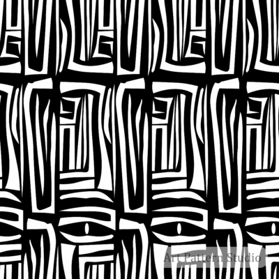Elegant tribal geometric seamless pattern in black and beige for textile and fashion design