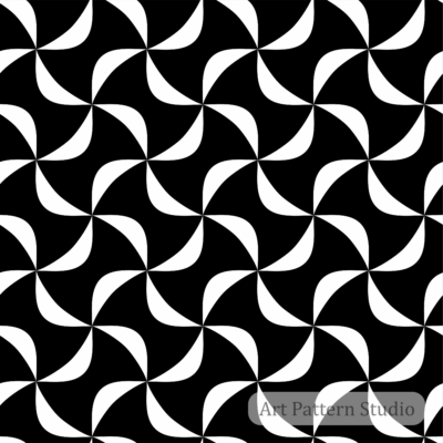 Monochrome retro geometric seamless pattern in black and white for textile and fashion design
