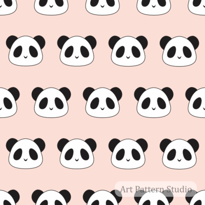 Cute Panda Seamless Pattern – Soft Pink Baby Nursery Print
