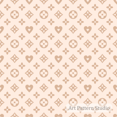 Luxury monogram seamless pattern in beige and cream tones for textile and fashion design