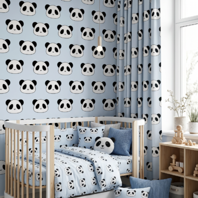 Baby Blue Panda Seamless Pattern – Cute Kids Animal Print