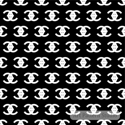 Luxury black and white monogram seamless pattern for fashion, textiles and wallpaper design