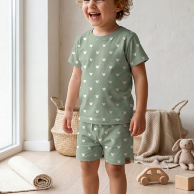 Kids Mouse Pattern – Sage Green Nursery Print