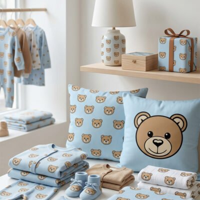 Baby Blue Teddy Bear Seamless Pattern ? Kids Animal Print