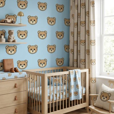 Baby Blue Teddy Bear Seamless Pattern ? Kids Animal Print
