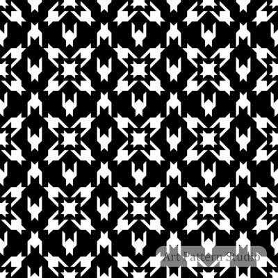 Black and white geometric star abstract seamless pattern with bold angular motif for textile, wallpaper, fashion, packaging, and surface design.