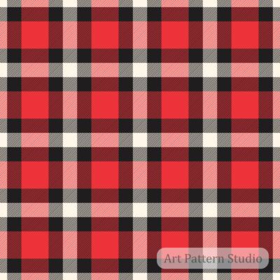 Red black cream plaid seamless pattern with classic check structure for fashion prints, textile design, wallpaper, packaging, and heritage collections.