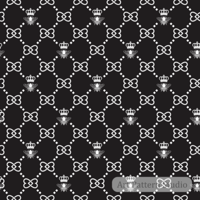 Luxury Honey Bee Lattice Monogram Seamless Pattern