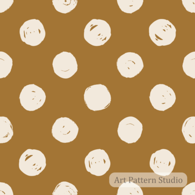 Baroque bronze and atelier ivory hand-drawn polka dot seamless pattern for fashion textiles wallpaper and stationery
