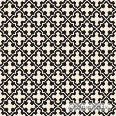 Black and ivory Gothic cross seamless pattern with ornamental lattice for textile and wallpaper design