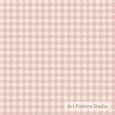 Blush pink and ivory houndstooth seamless pattern for feminine fashion, textiles, accessories, wallpaper and stationery.