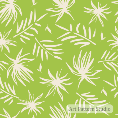 Botanical chartreuse abstract tropical palm leaves seamless pattern with ivory foliage for resort fashion textiles wallpaper and home decor