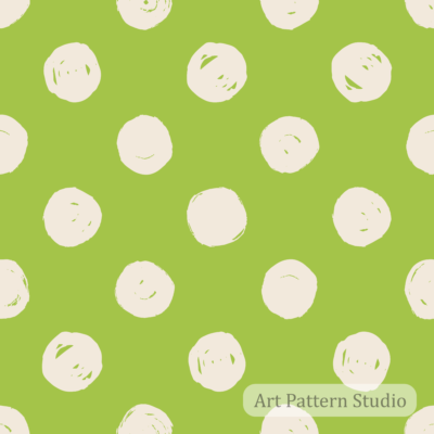 Botanical chartreuse and atelier ivory hand-drawn polka dot seamless pattern for fashion textiles wallpaper and packaging