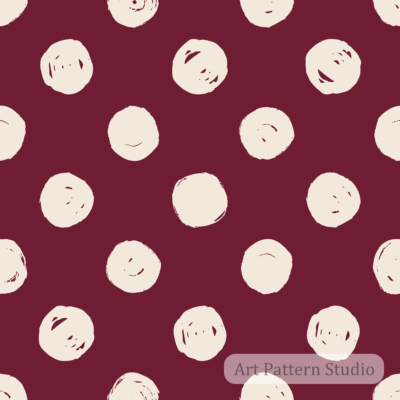 Burgundy and atelier ivory hand-drawn polka dot seamless pattern for fashion textiles wallpaper accessories and packaging