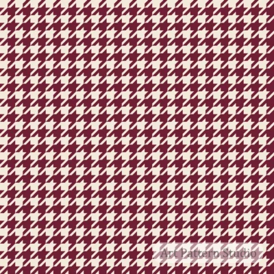 Burgundy and ivory houndstooth seamless pattern for luxury fashion, textiles, wallpaper, packaging and surface design.