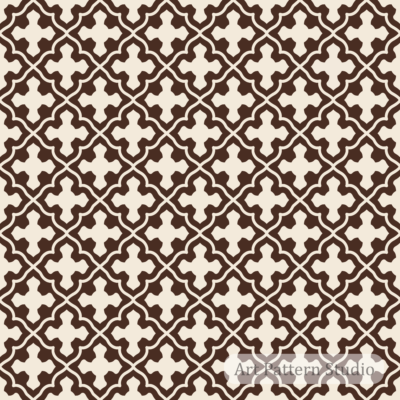 Chocolate brown and ivory Gothic cross seamless pattern for textile wallpaper and interior surface design