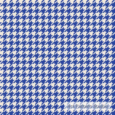 Cobalt blue and ivory houndstooth seamless pattern for modern fashion, textiles, accessories, wallpaper and surface design.