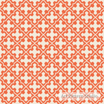 Coral orange and ivory Gothic cross seamless pattern for resort fashion textile and wallpaper design