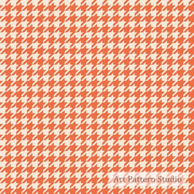 Coral orange and ivory houndstooth seamless pattern for resort fashion, textiles, accessories, wallpaper and packaging.