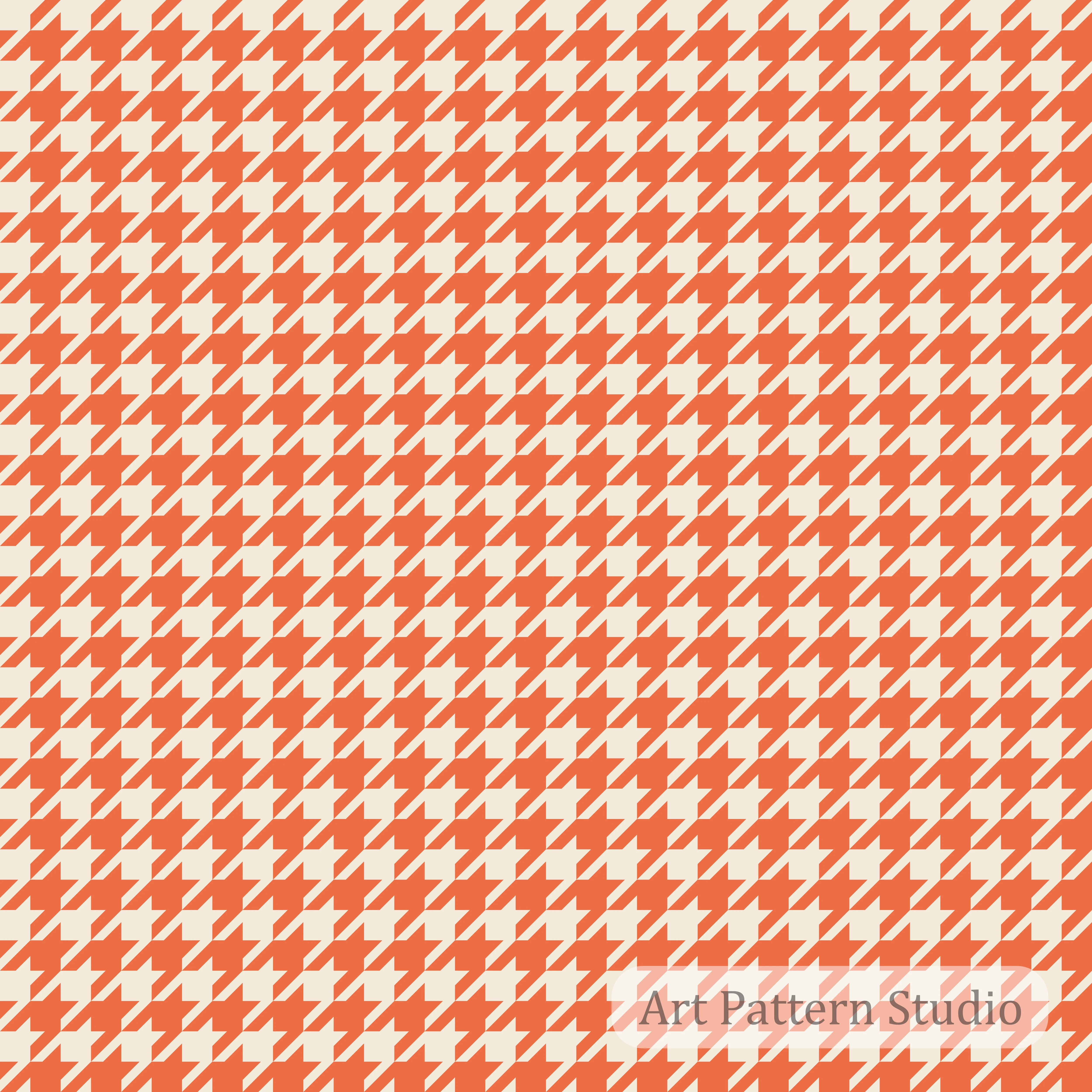 Coral orange and ivory houndstooth seamless pattern for resort fashion, textiles, accessories, wallpaper and packaging.