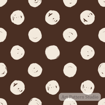 Deep chocolate and atelier ivory hand-drawn polka dot seamless pattern for fashion textiles wallpaper and stationery
