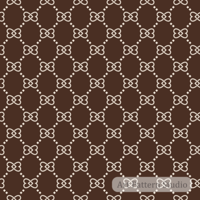 Deep chocolate and atelier ivory luxury interlocking knot lattice seamless pattern for fashion accessories textiles and wallpaper