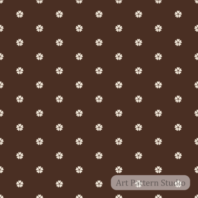Deep chocolate brown and atelier ivory vintage ditsy floral seamless pattern for fashion textiles wallpaper and packaging