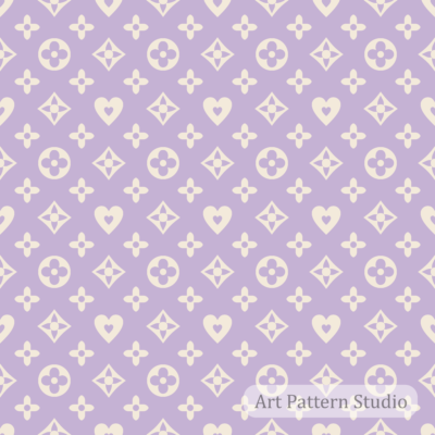 Fairy lilac and atelier ivory luxury floral monogram seamless pattern for fashion textiles wallpaper and stationery