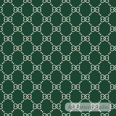 Forest green and atelier ivory luxury interlocking knot lattice seamless pattern for fashion accessories textiles and wallpaper