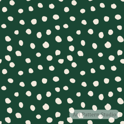 Forest green and atelier ivory organic irregular dot seamless pattern for fashion textiles wallpaper packaging and home decor