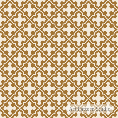 Golden ochre and ivory Gothic cross seamless pattern for textile wallpaper interior and stationery design
