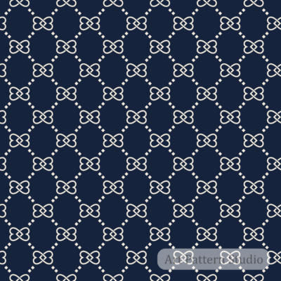Midnight blue and atelier ivory luxury interlocking knot lattice seamless pattern for premium fashion scarves textiles and wallpaper