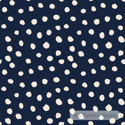 Midnight blue and atelier ivory organic irregular dot seamless pattern for fashion textiles wallpaper accessories and packaging