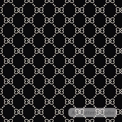 Night black and atelier ivory luxury interlocking knot lattice seamless pattern for fashion accessories wallpaper and textiles