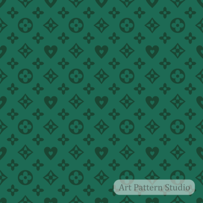 Night jade and forest green luxury floral monogram seamless pattern for fashion accessories textiles and wallpaper
