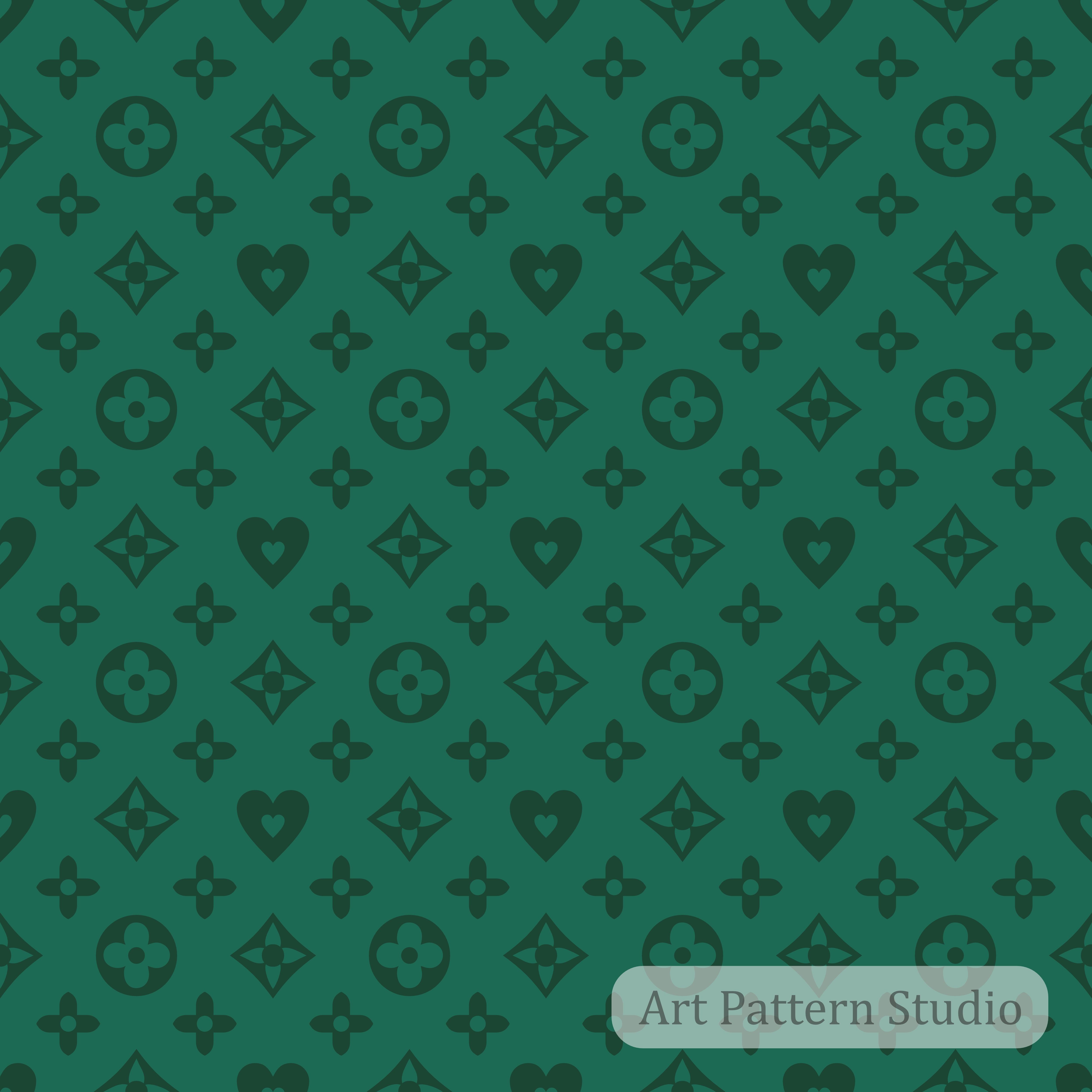 Night jade and forest green luxury floral monogram seamless pattern for fashion accessories textiles and wallpaper