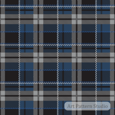 Navy blue gray tartan seamless pattern with classic plaid structure for fashion prints, textile design, wallpaper, packaging, and heritage collections.