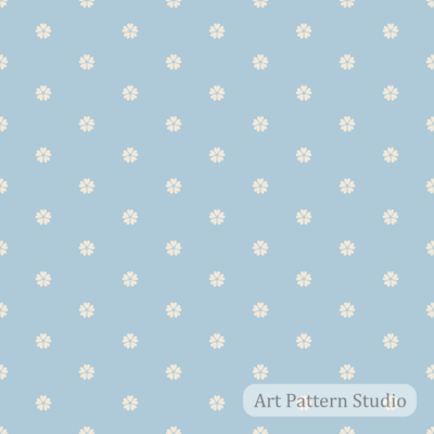 Powder blue and atelier ivory vintage ditsy floral seamless pattern for fashion textiles wallpaper stationery and surface design