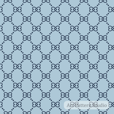 Powder blue and midnight blue luxury interlocking knot lattice seamless pattern for fashion scarves textiles wallpaper and interiors
