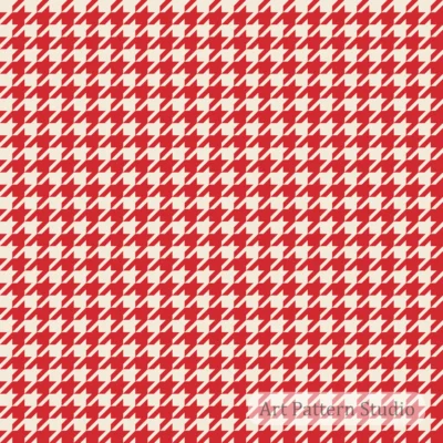 Classic red and ivory houndstooth seamless pattern for bold fashion, textiles, accessories, wallpaper and surface design.