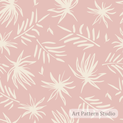 Satin blush pink abstract tropical palm leaves seamless pattern with ivory foliage for fashion textiles wallpaper and wellness design