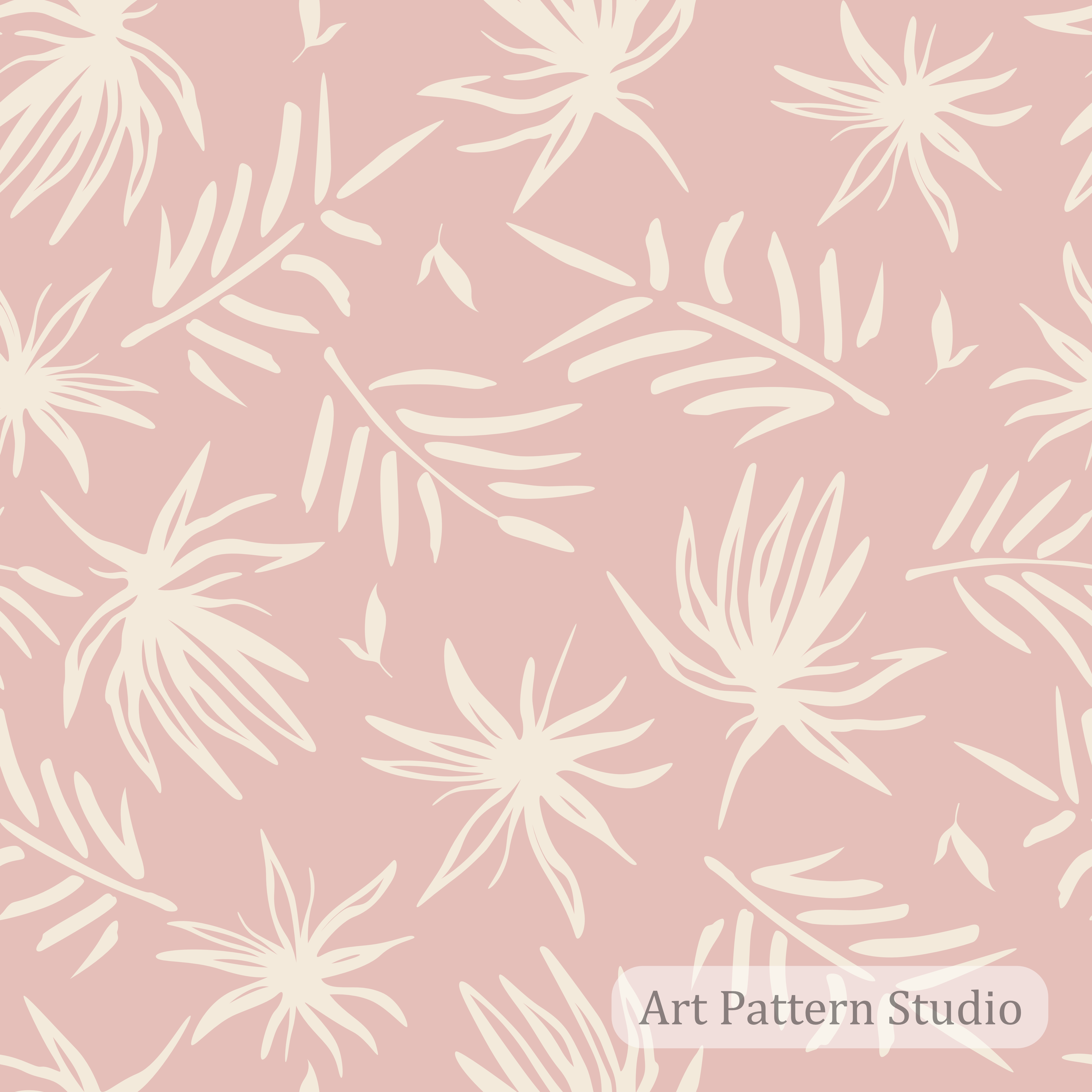 Satin blush pink abstract tropical palm leaves seamless pattern with ivory foliage for fashion textiles wallpaper and wellness design