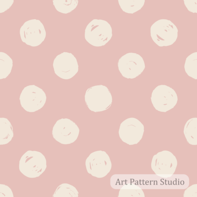 Satin blush and atelier ivory hand-drawn polka dot seamless pattern for fashion textiles wallpaper stationery and baby products