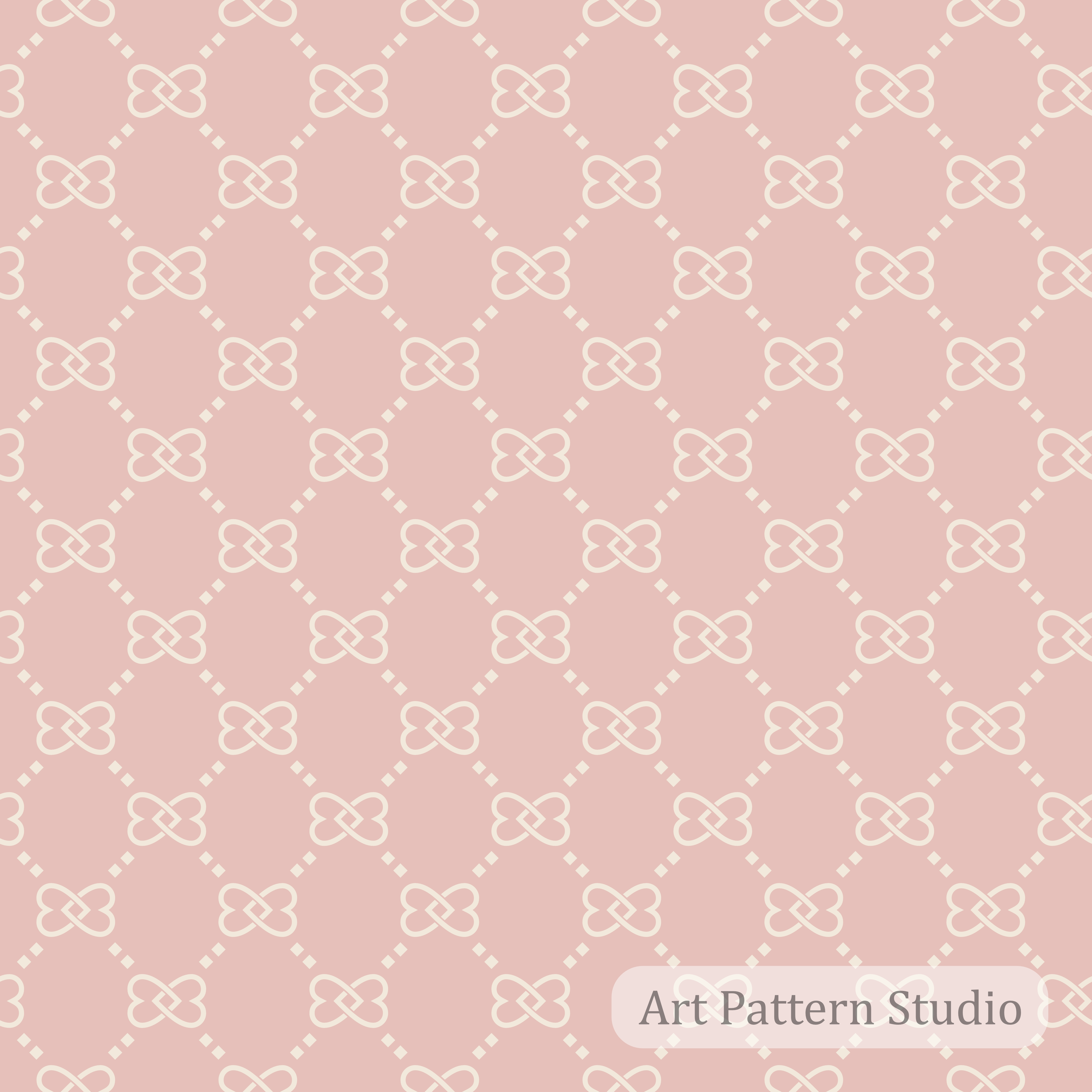 Satin blush and atelier ivory luxury interlocking knot lattice seamless pattern for fashion accessories textiles and wallpaper