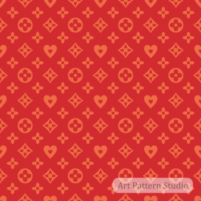 Scarlet and tangerine coral luxury floral monogram seamless pattern for bold fashion scarves textiles and wallpaper