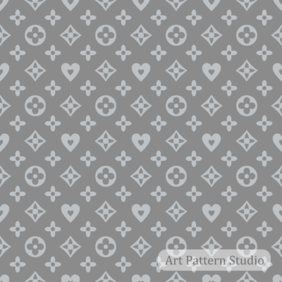 Stone gray and pleated silver luxury floral monogram seamless pattern for minimalist fashion textiles wallpaper and accessories