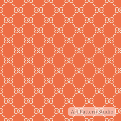 Tangerine coral and atelier ivory luxury interlocking knot lattice seamless pattern for fashion resortwear accessories and wallpaper