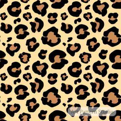 Bold cream leopard print seamless pattern with black and warm neutral organic spots for fashion, textiles and wallpaper.