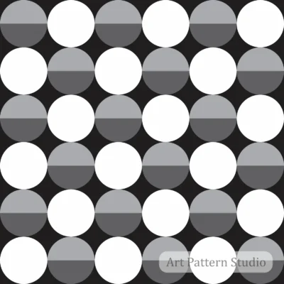 Complimentary monochrome half circle polka dot seamless pattern for modern surface design