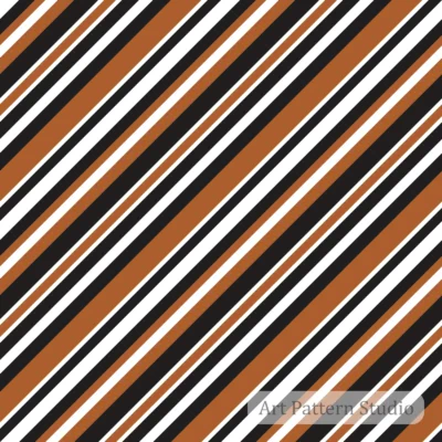 Complimentary retro brown black and white diagonal stripe seamless pattern